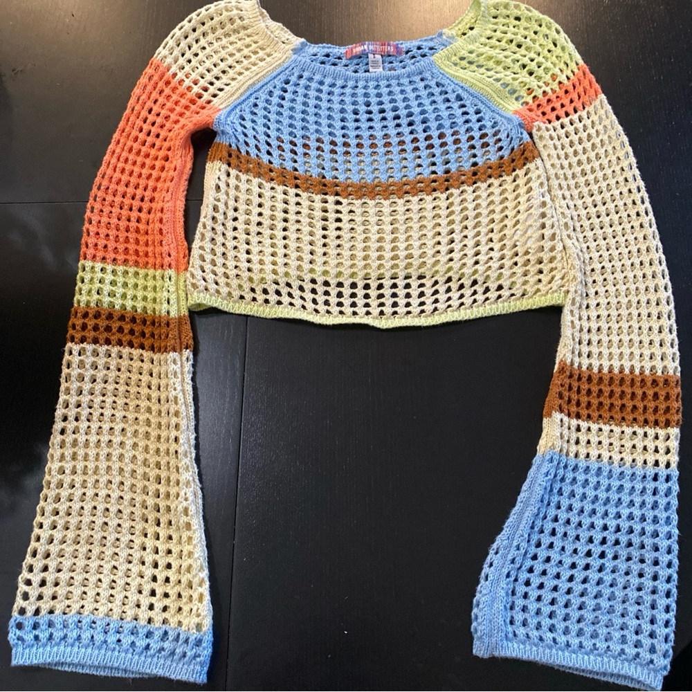 Urban Outfitters Blue Crochet Knit Top